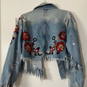 Zara Floral Embroidered Denim Jacket